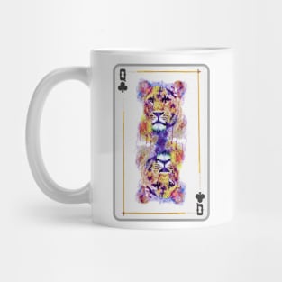 Lioness Head Queen of Clubs Playing Card Mug